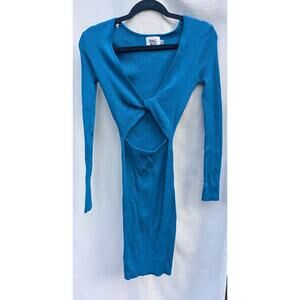 Princess Polly Womens Abigail Cutout Mini Dress Sz S/M‎ Ribbed Blue Bodycon